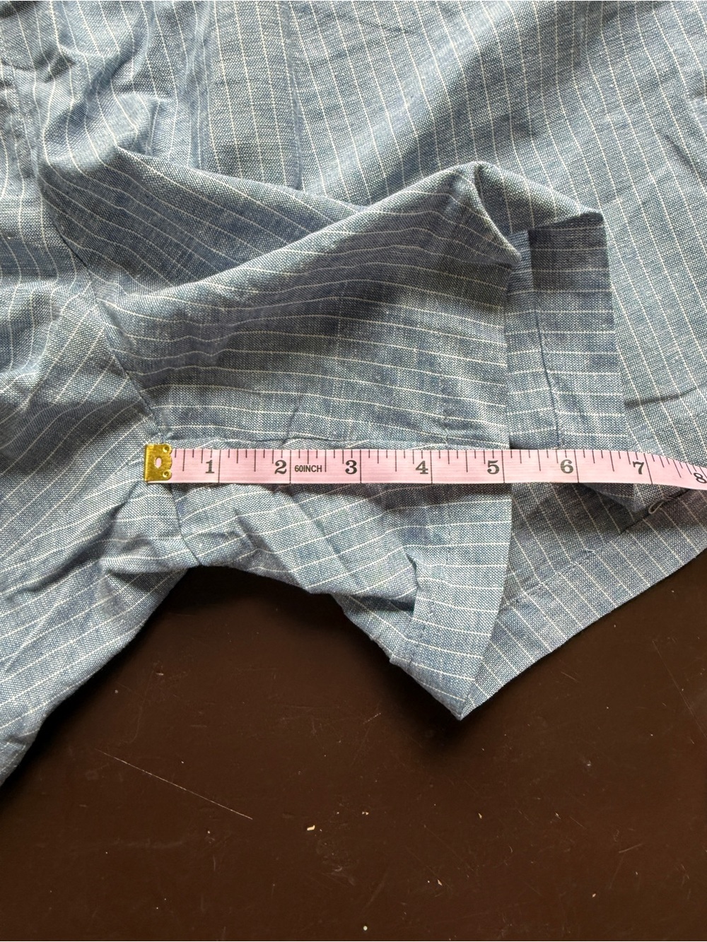 Linen Blend High-Waist Drawstring Shorts - Blue Stripe - Picture 5 of 6